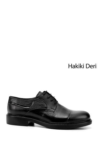 Mens Black Lace-Up Genuine Leather Classic Shoes