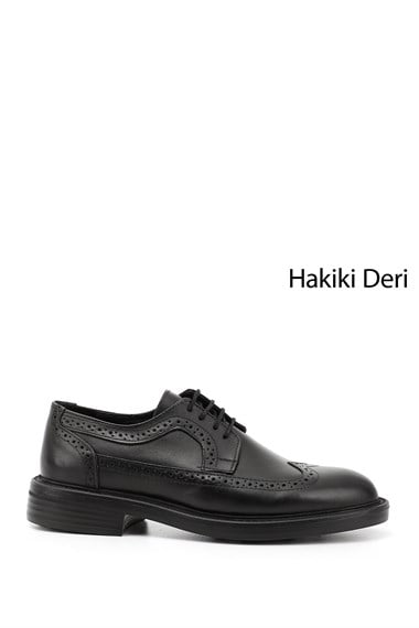 Mens Black Lace-Up Genuine Leather Classic Shoes