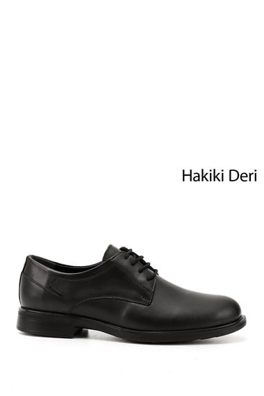 Erkek Siyah Bağcıklı Hakiki Deri Klasik Ayakkabı