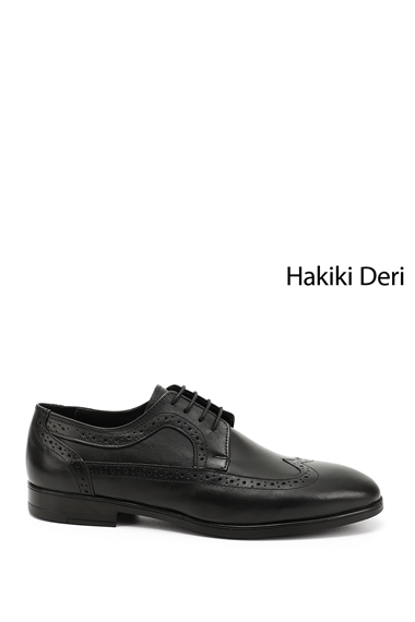Mens Black Lace-Up Genuine Leather Classic Shoes