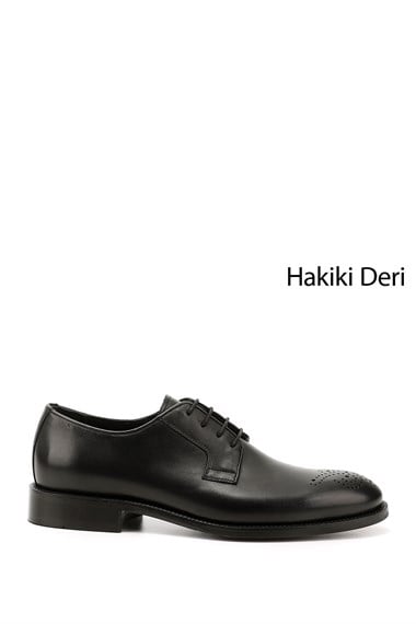 Erkek Siyah Bağcıklı Hakiki Deri Klasik Ayakkabı