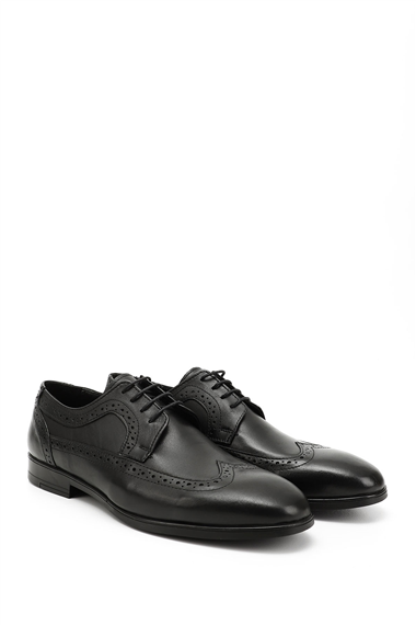 Mens Black Lace-Up Genuine Leather Classic Shoes
