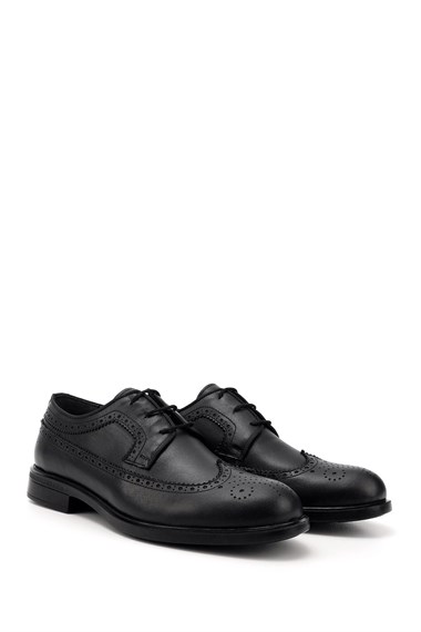 Mens Black Lace-Up Genuine Leather Classic Shoes