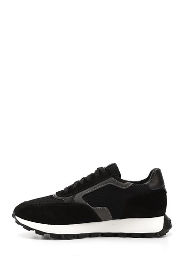 Erkek Siyah Bağcıklı Hakiki Deri Sneaker