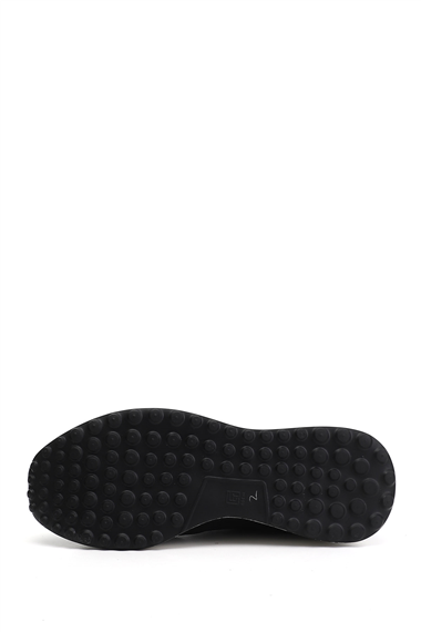 Erkek Siyah Bağcıklı Hakiki Deri Sneaker