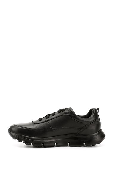 Erkek Siyah Bağcıklı Hakiki Deri Sneaker