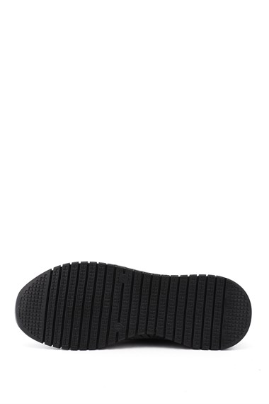 Erkek Siyah Bağcıklı Kauçuk Taban Hakiki Deri Sneaker