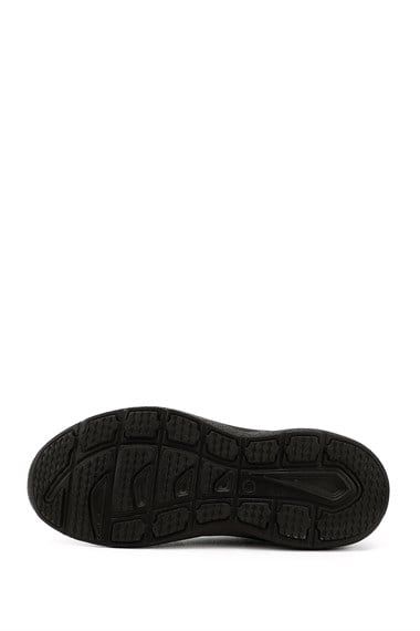 Mens Black Lace-Up Rubber Sole Genuine Leather Sneakers