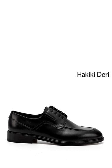 Mens Black Lace-Up Leather Sole Genuine Leather Classic Shoes