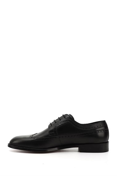 Mens Black Lace-Up Leather Sole Genuine Leather Classic Shoes