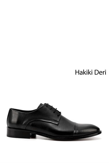 Mens Black Lace-Up Leather Sole Genuine Leather Classic Shoes