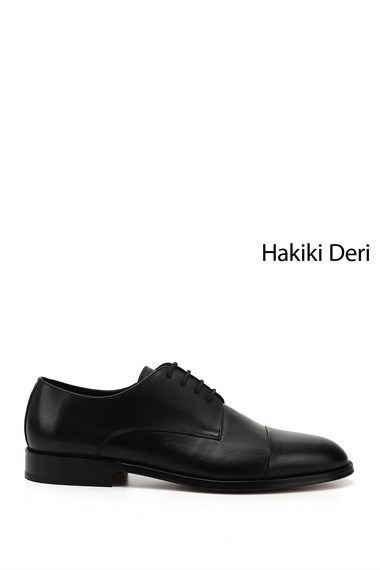 Mens Black Lace-Up Leather Sole Genuine Leather Classic Shoes