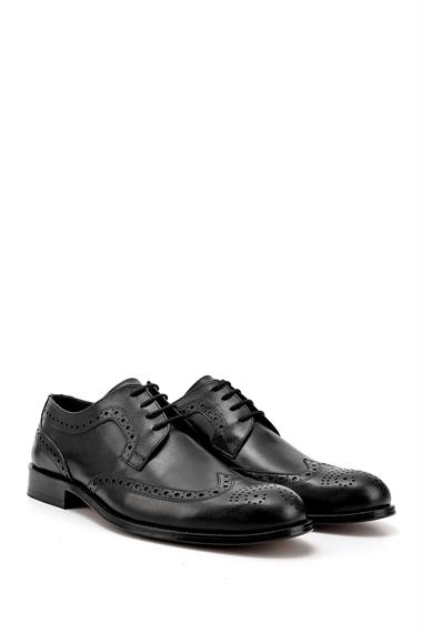Mens Black Lace-Up Leather Sole Genuine Leather Classic Shoes