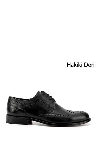 Mens Black Lace-Up Leather Sole Genuine Leather Classic Shoes
