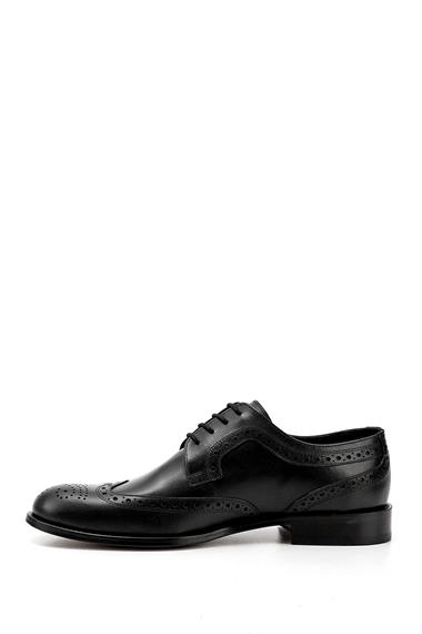 Mens Black Lace-Up Leather Sole Genuine Leather Classic Shoes