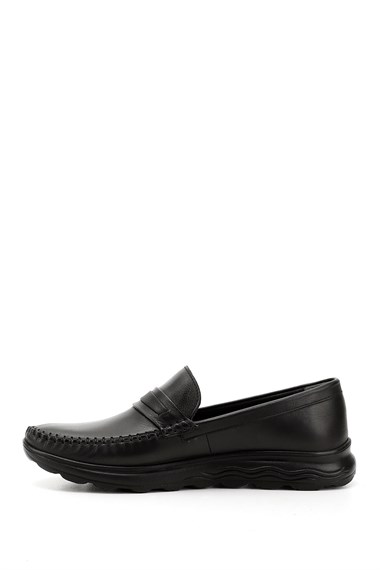 Mens Black Laceless Genuine Leather Comfort Shoes