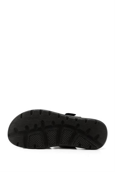 Mens Black Velcro Cross-Strap Genuine Leather Sandals
