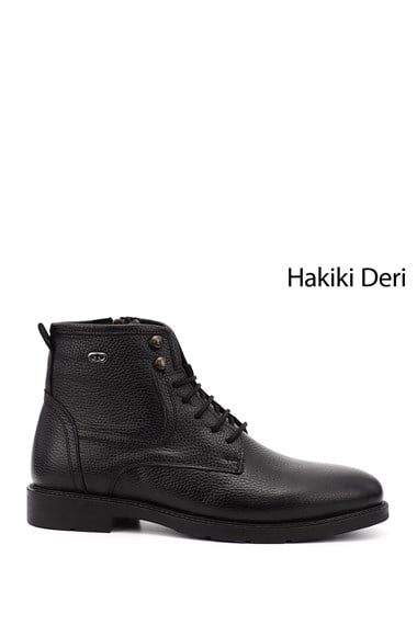 Mens Black Zippered Genuine Leather Classic Boots