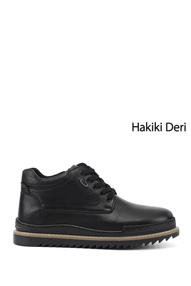 Mens Black Zippered Genuine Leather Outdoor Boot