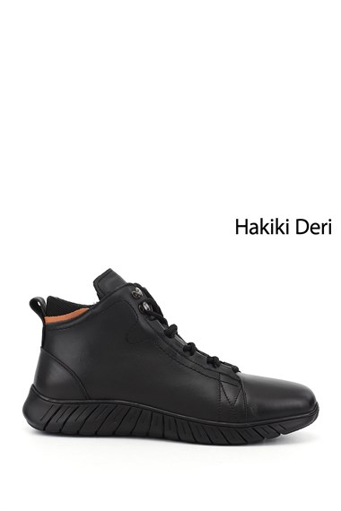 Mens Black Zippered Genuine Leather Outdoor Boots