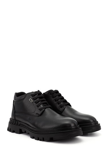 Mens Black Zippered Thermal Sole Genuine Leather Boots