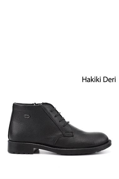 Erkek Siyah Floter Fermuarlı Hakiki Deri Klasik Bot