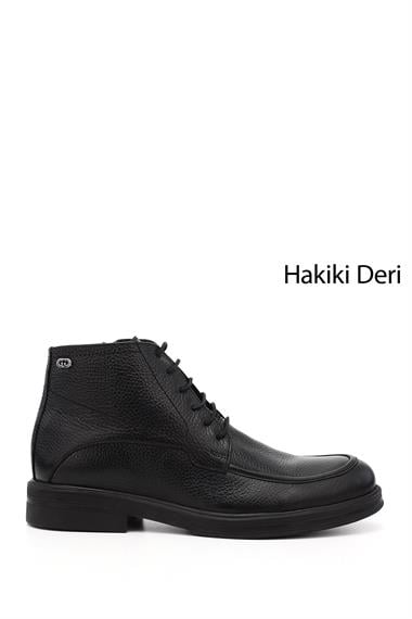 Erkek Siyah Floter Fermuarlı Hakiki Deri Klasik Bot