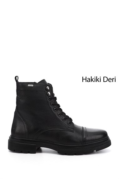 Erkek Siyah Floter Fermuarlı Hakiki Deri Postal Bot