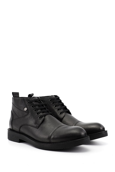 Mens Black Floter Genuine Leather Zip-Up Boots
