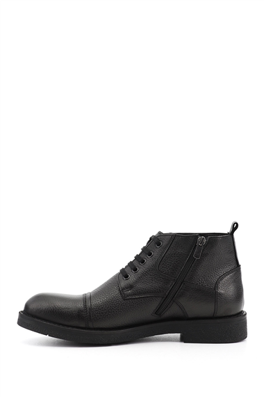 Mens Black Floter Genuine Leather Zip-Up Boots