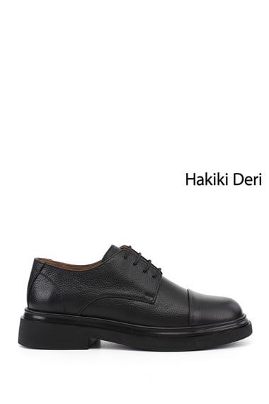 Erkek Siyah Floter Hakiki Deri Klasik Ayakkabı