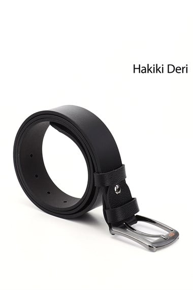 Erkek Siyah Hakiki Deri 4 Cm Kot Kemeri