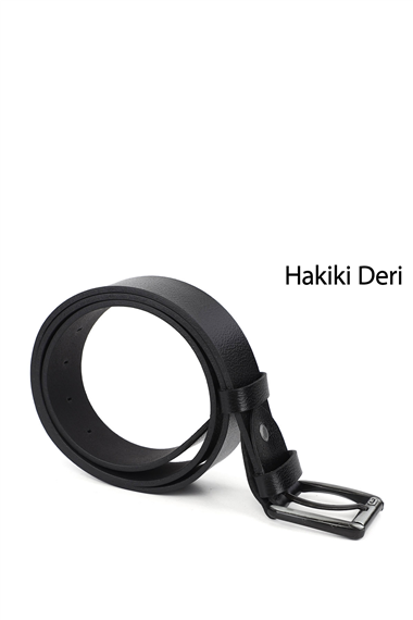 Erkek Siyah Hakiki Deri 4 Cm Kot Kemeri