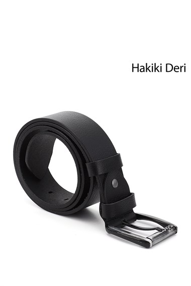 Erkek Siyah Hakiki Deri 4 Cm Kot Kemeri