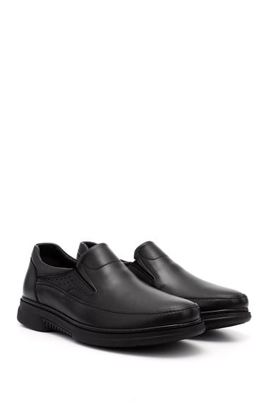 Mens Black Genuine Leather Comfort Shoes