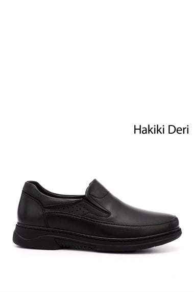 Mens Black Genuine Leather Comfort Shoes