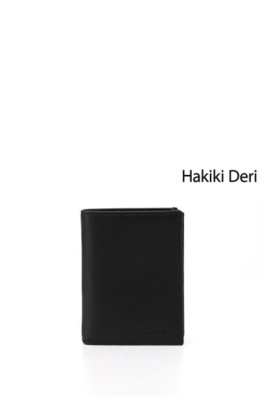 Erkek Siyah Hakiki Deri Dikey Cüzdan