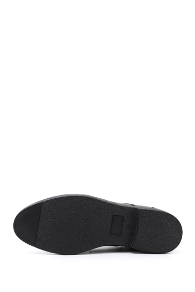Mens Black Genuine Leather Zip-Up Boots