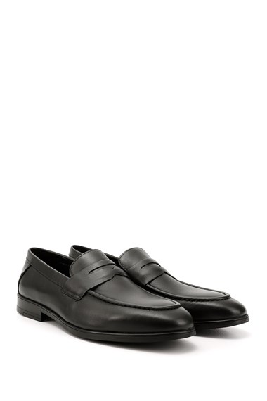 Mens Black Genuine Leather Loafer Shoes