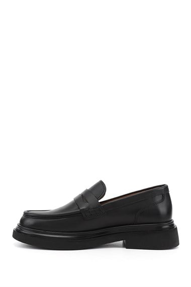 Mens Black Genuine Leather Loafer Shoes