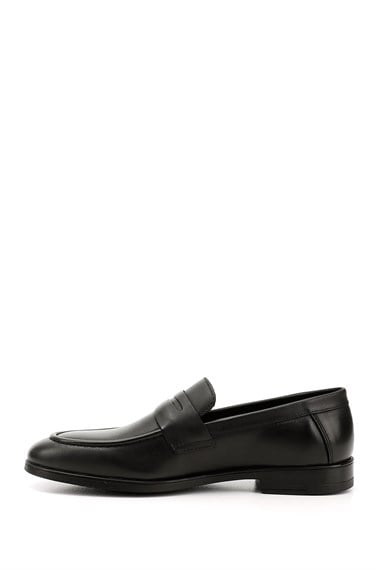 Mens Black Genuine Leather Loafer Shoes