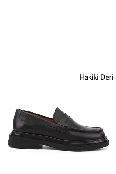 Erkek Siyah Hakiki Deri Loafer Ayakkabı