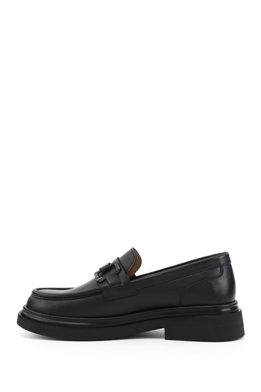 Mens Black Genuine Leather Loafer Shoes