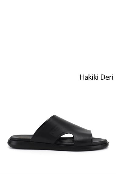 Erkek Siyah Hakiki Deri Terlik