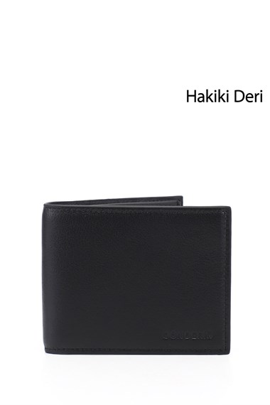 Erkek Siyah Hakiki Deri Yatay Cüzdan