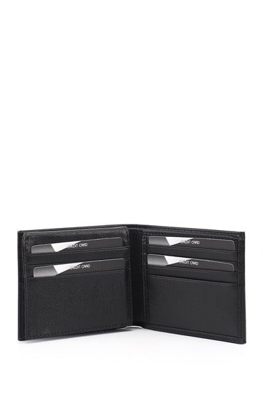 Mens Black Genuine Leather Horizontal Wallet
