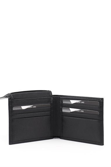 Mens Black Genuine Leather Horizontal Wallet