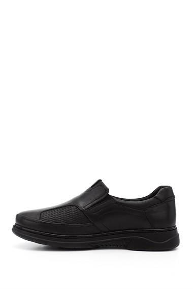 Mens Black Genuine Leather Shoes with Bone Design