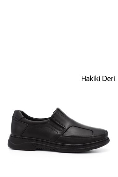 Mens Black Genuine Leather Shoes with Bone Design