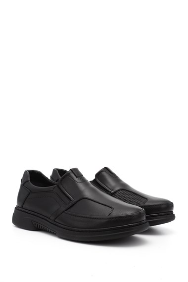 Mens Black Genuine Leather Shoes with Bone Design